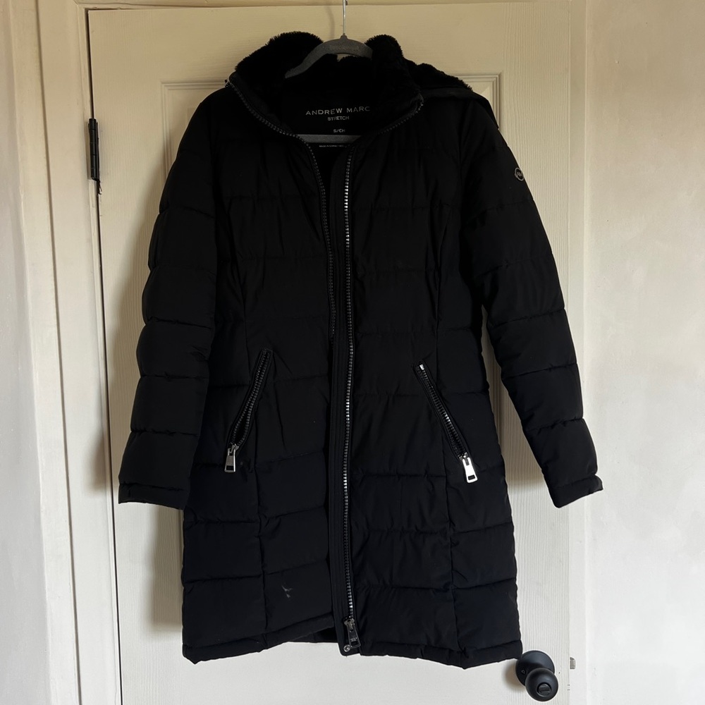 Andrew Marc Black Puffer Jacket with Hood